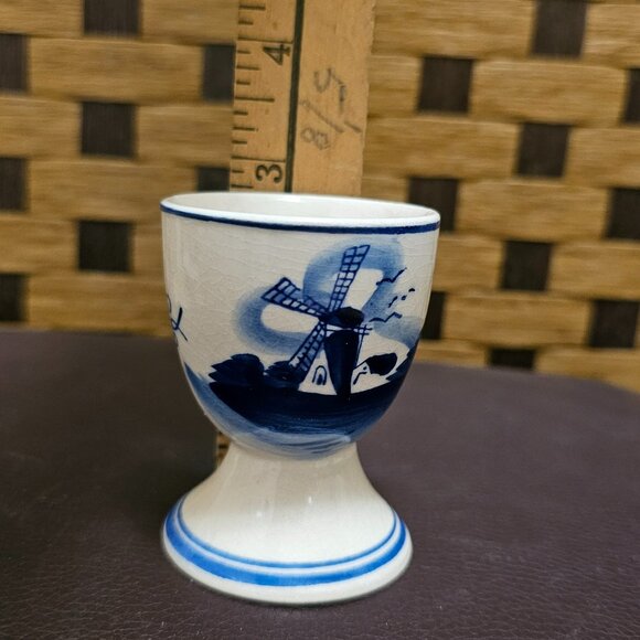 2 Vintage Dutch Hand Painted Ceramic Bunny, 4 Egg Holders, and Dog with Basket - Picture 6 of 14